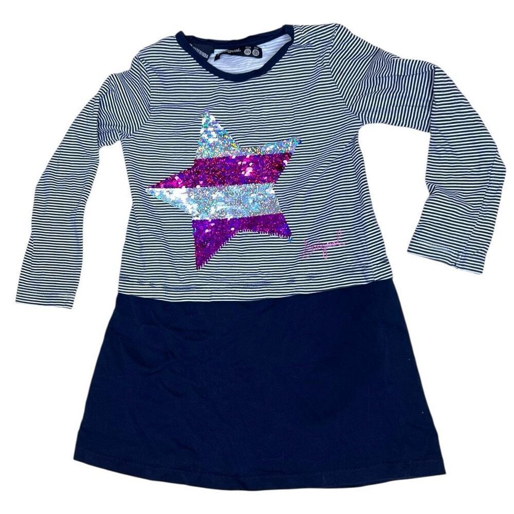 Desigual Girls Sequin Star Long Sleeve Dress Tunic Size 3–4 (110/56)